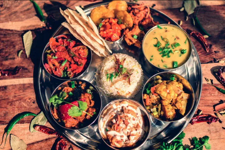 Indisches Essen Thali Reis