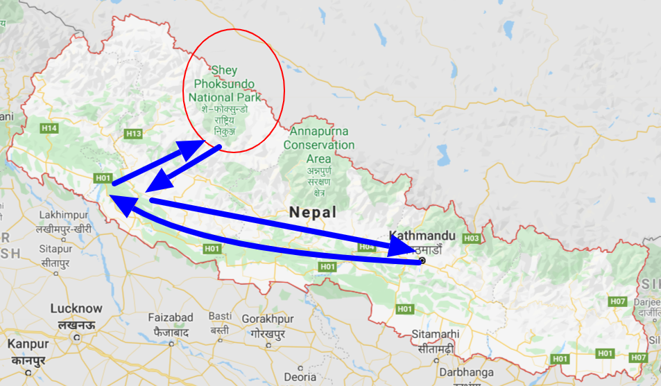 Lower Dolpo Trekking Karte